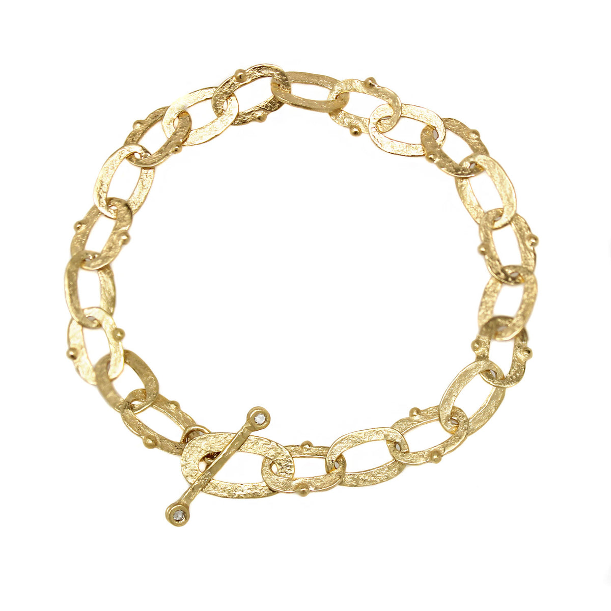 One-of-a-Kind Dotted Chain Bracelet with Diamond Toggle