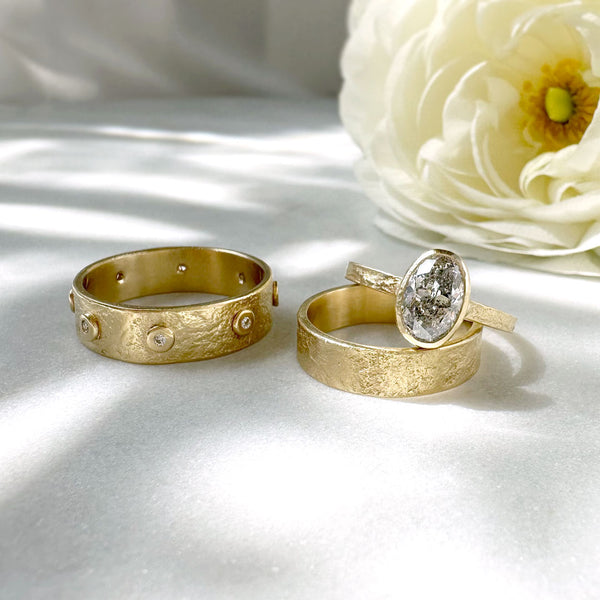 Classic Wide Band with Spaced Diamonds 6mm Amanda Hagerman Jewelry