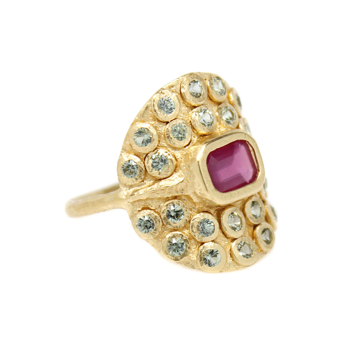 One-of-a-Kind Pink and Green Sapphire Ring