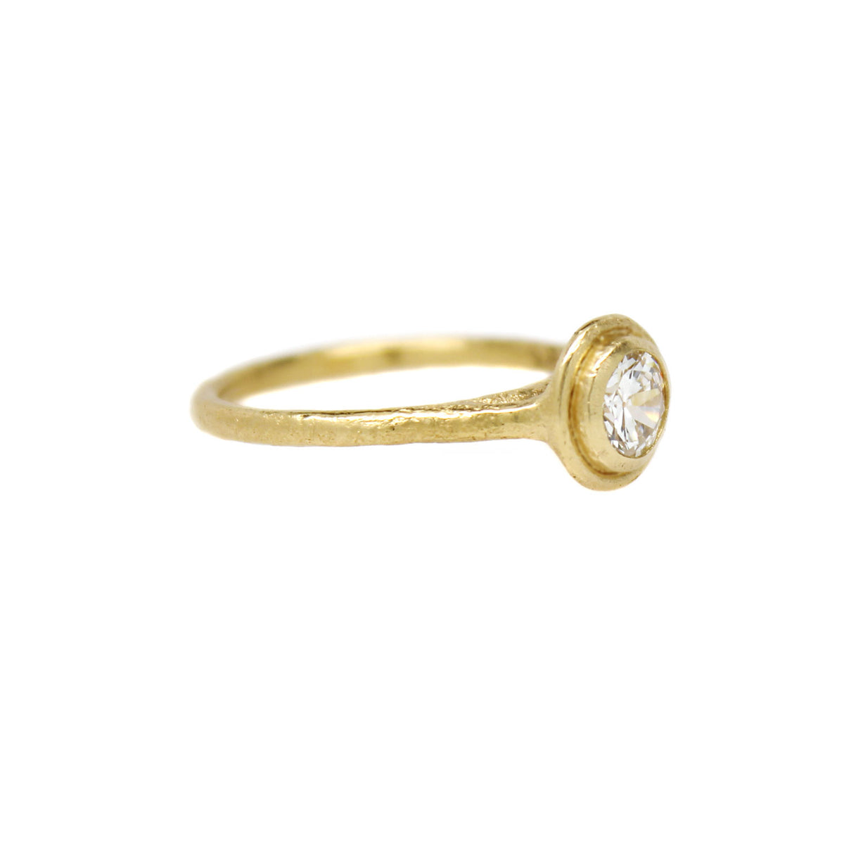 Elevated Rail Ring with One-of-a-Kind Round Transitional Diamond