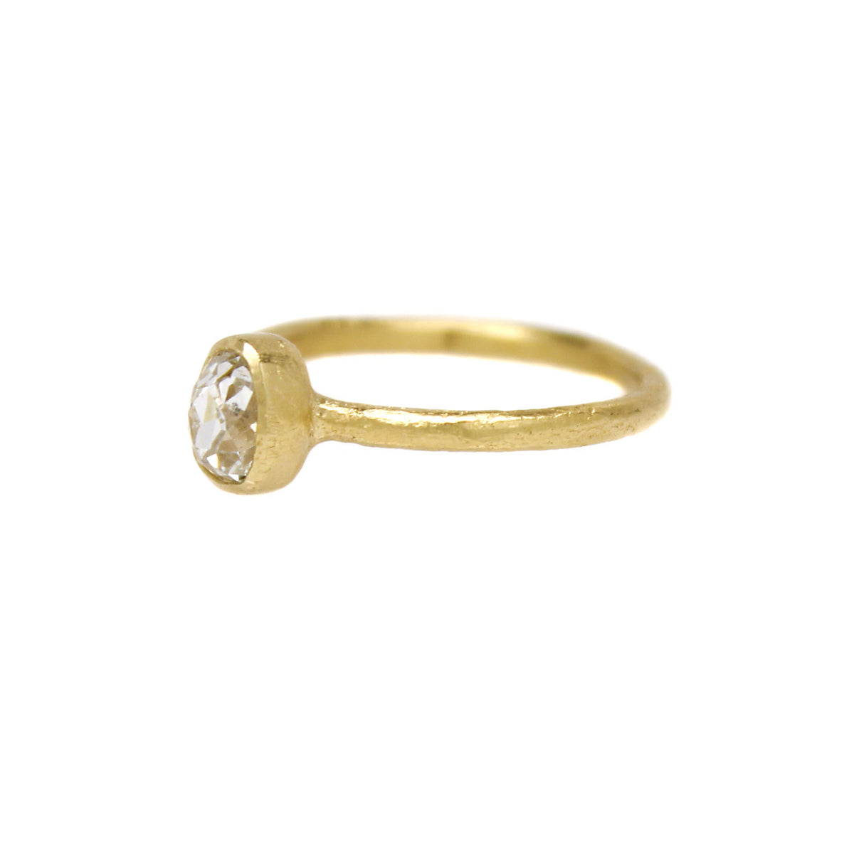 Textured Rail Ring with One-of-a-Kind Antique Pear Shaped Diamond