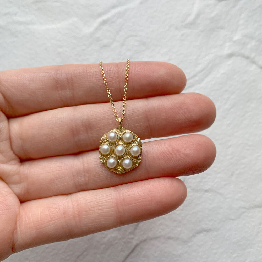 Seven Pearl Cluster Necklace