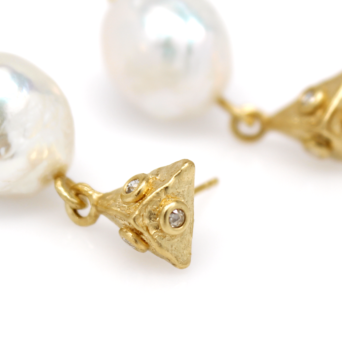One-of-a-Kind Baroque Pearl Drops with Diamonds