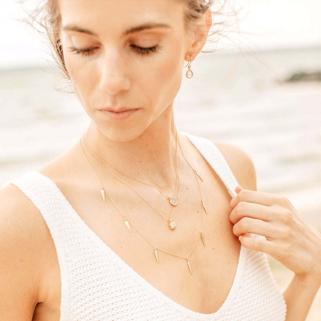 Delicate Diamond Slice Earrings