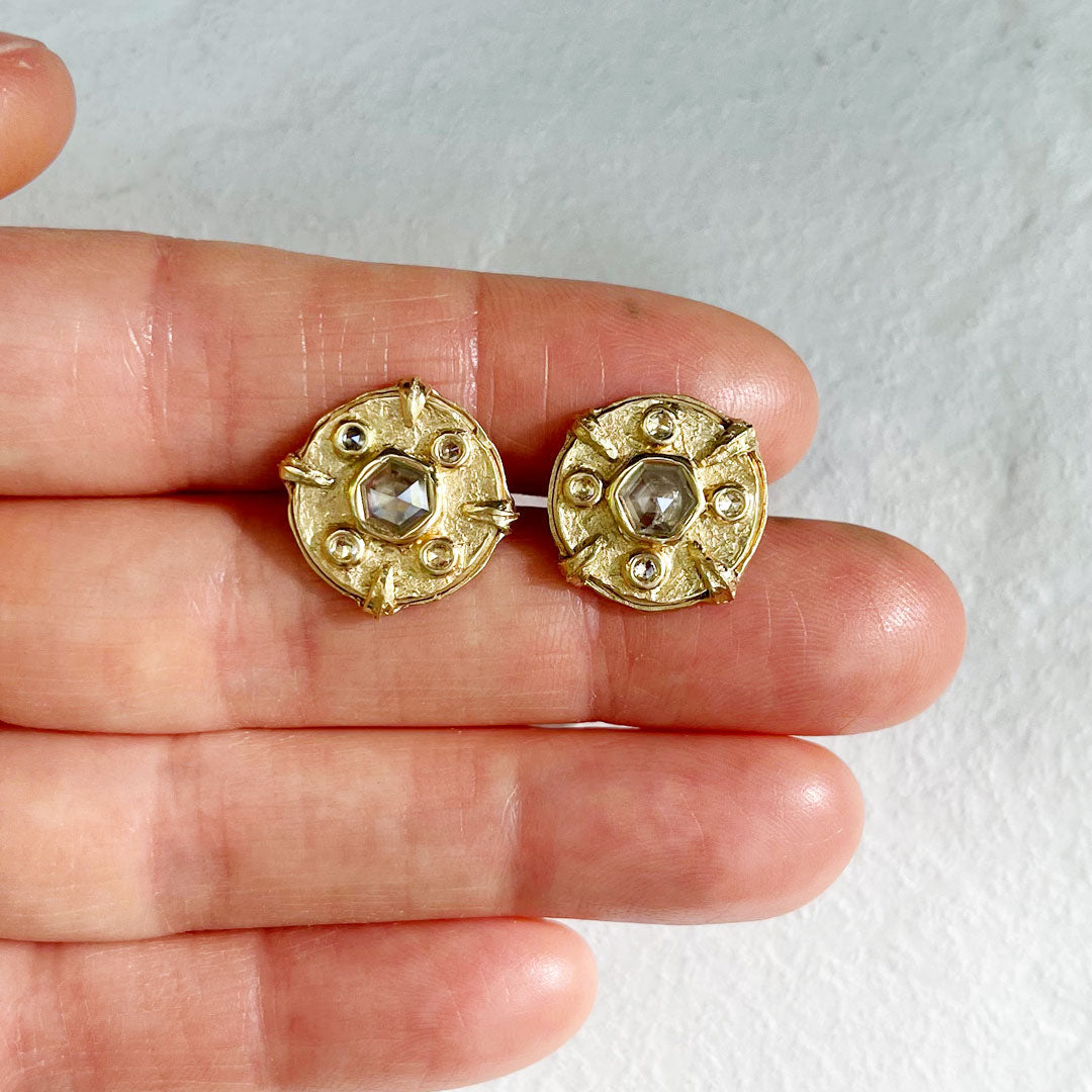 Unique Diamond Cluster Stud Earrings