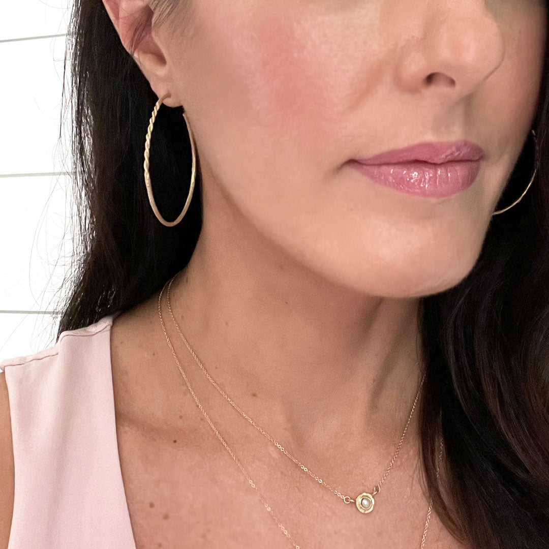 Gold Twist Hoop Earrings