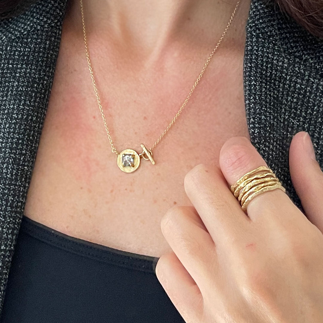 A Unique Cushion Cut Diamond Necklace