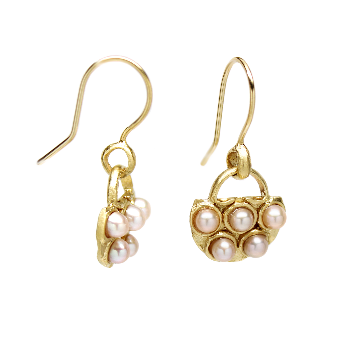 One-of-a-Kind Five Pink Pearl Cluster Dangles