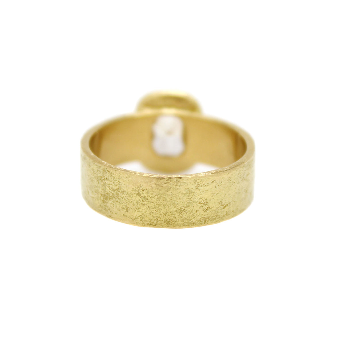Classic Wide Band with Hammer Set One-of-a-Kind Corner Cut Rectangle Diamond - 6mm
