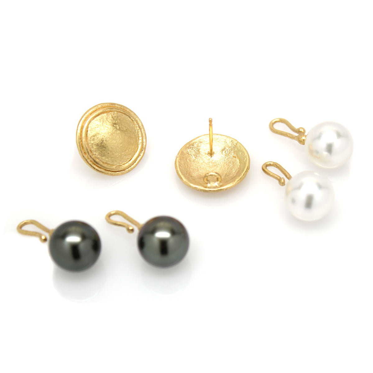 One-of-a-Kind Black Or White Interchangeable Pearl Drop Earrings