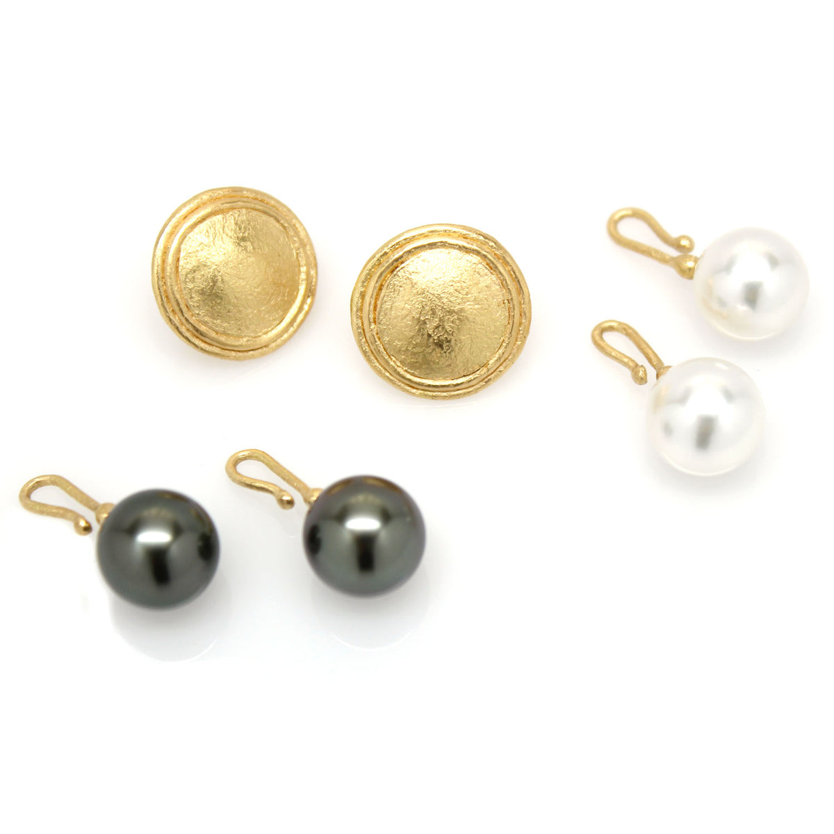 One-of-a-Kind Black Or White Interchangeable Pearl Drop Earrings
