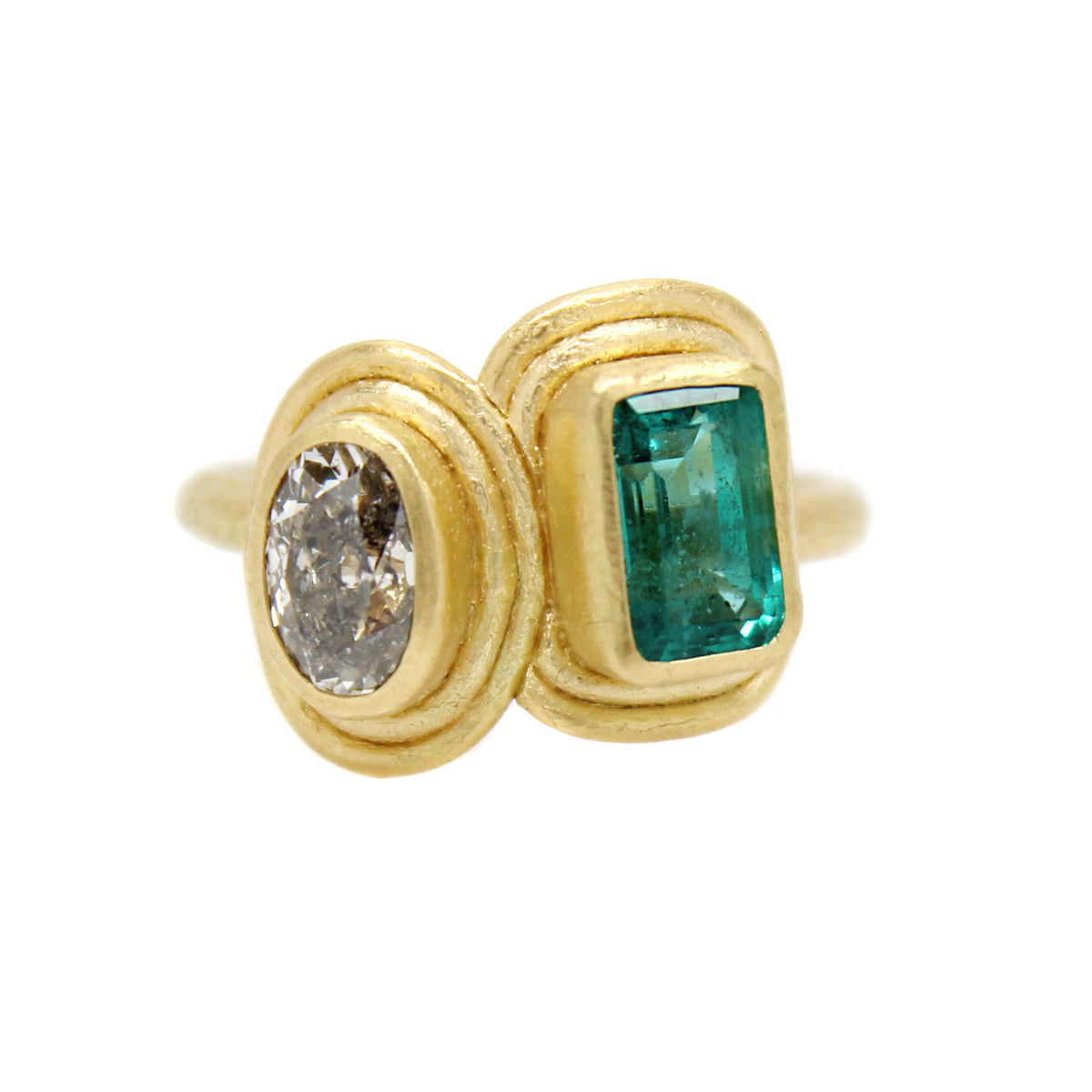 One-of-a-Kind Toi et Moi Emerald & Diamond Ring