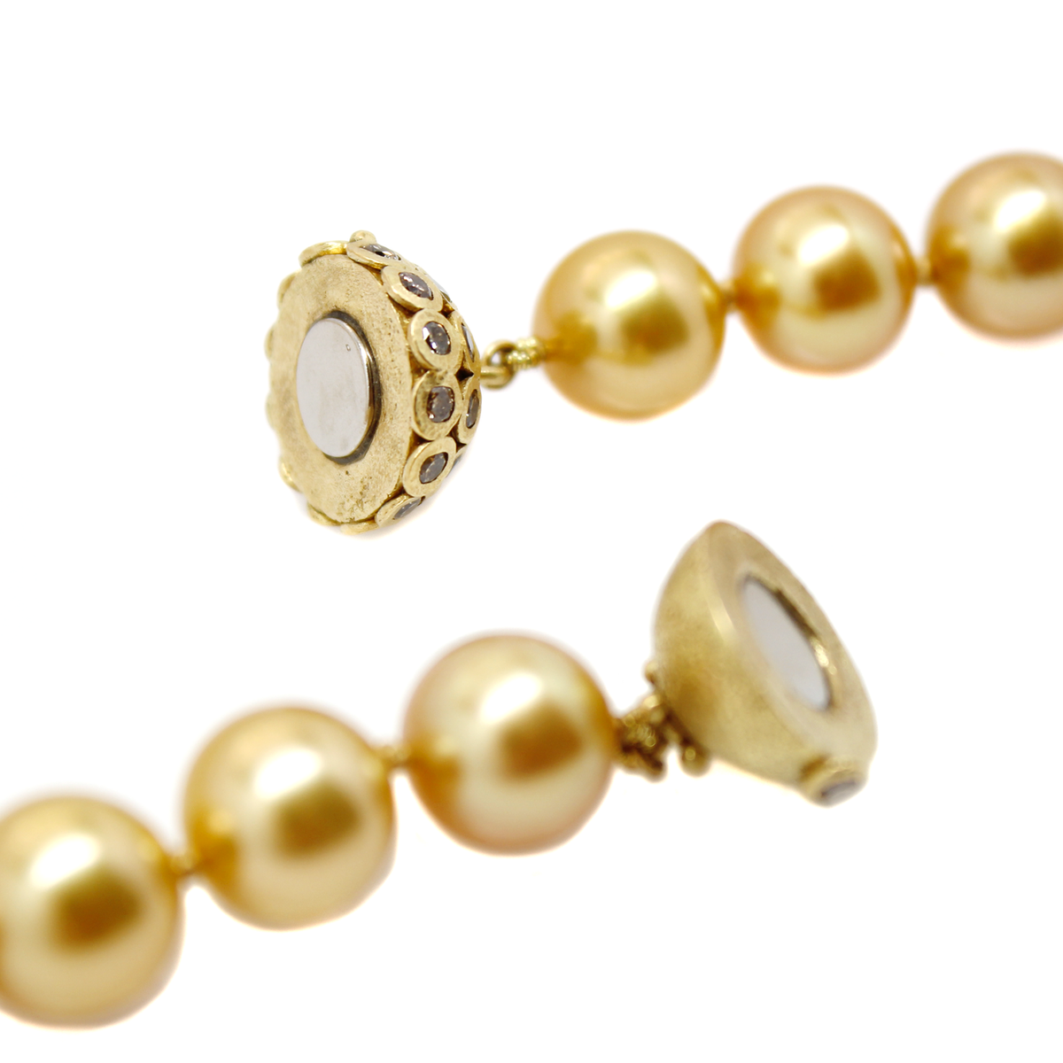 One-of-a-Kind Golden South Pearl & Diamond Necklace
