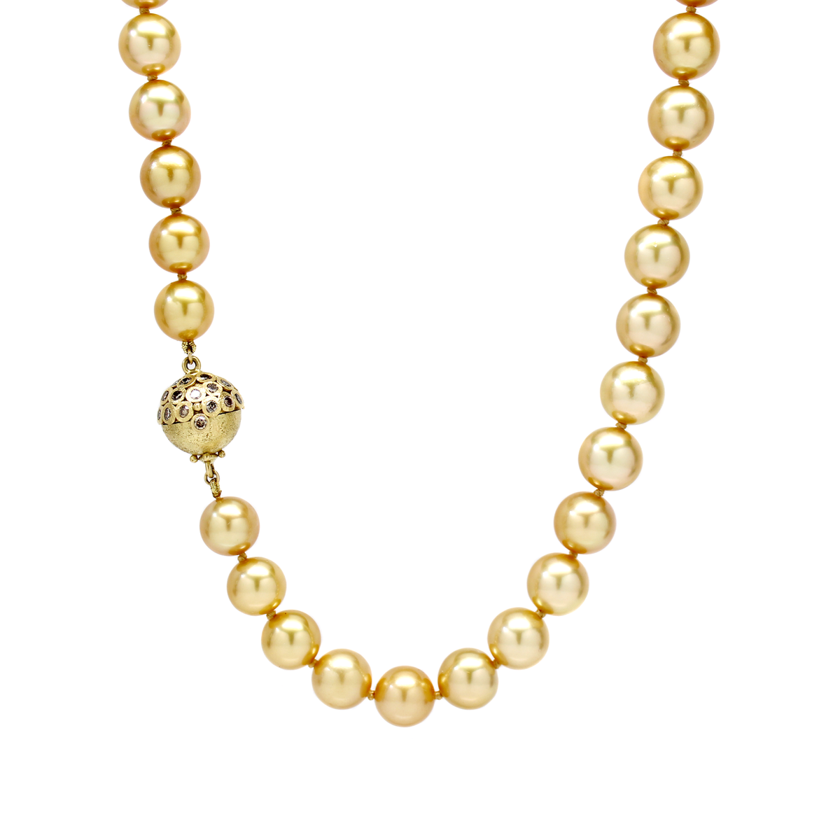 One-of-a-Kind Golden South Pearl & Diamond Necklace