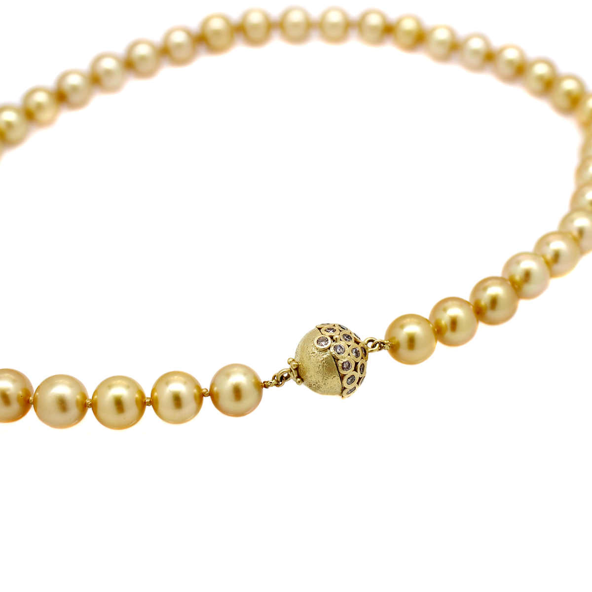 One-of-a-Kind Golden South Pearl & Diamond Necklace