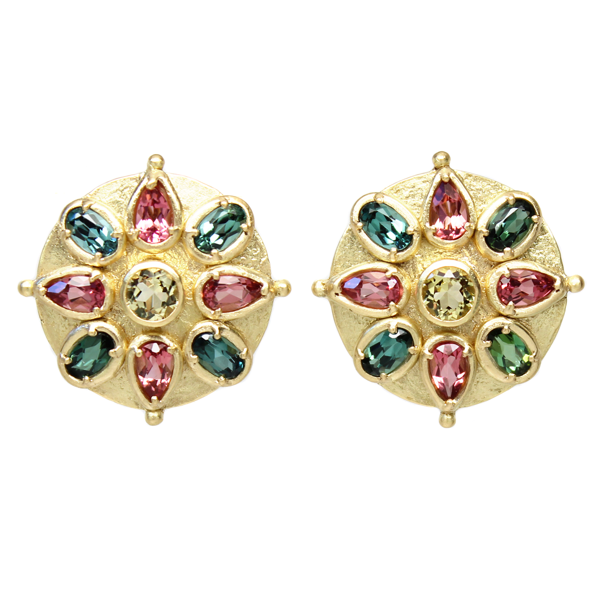 One-of-a-Kind Multi-Gem Floral Burst Earrings