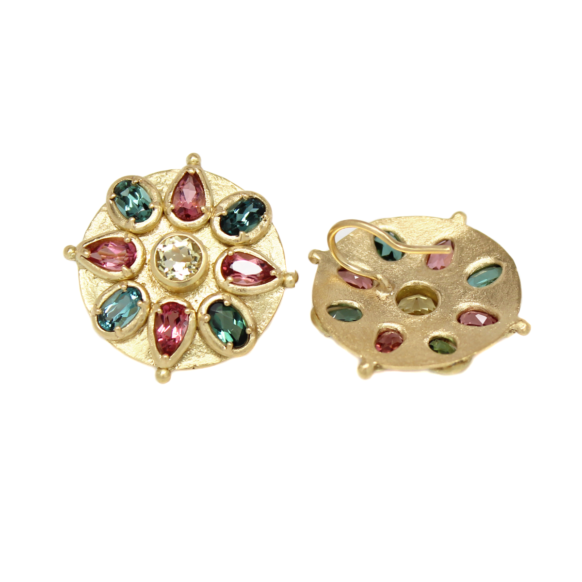 One-of-a-Kind Multi-Gem Floral Burst Earrings