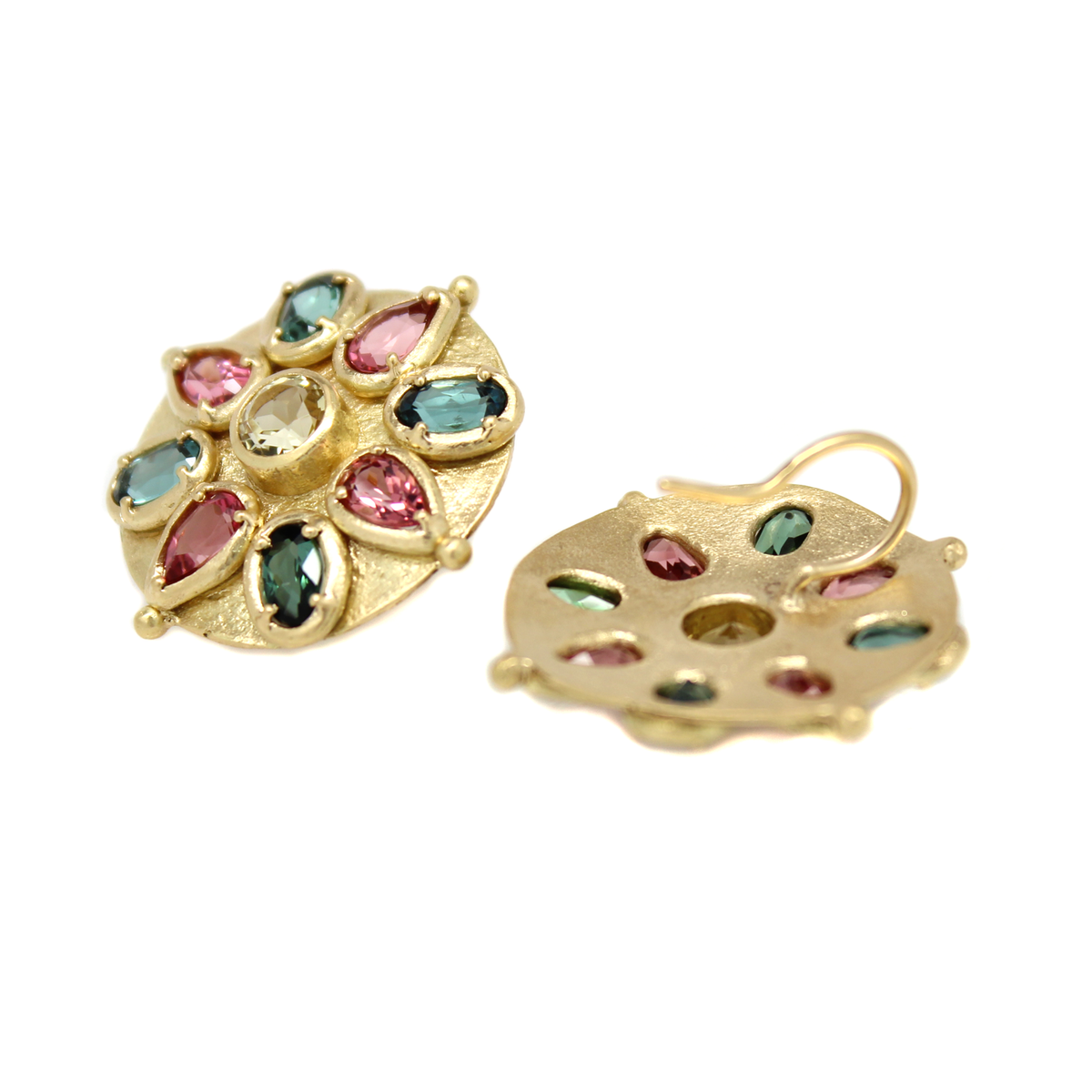 One-of-a-Kind Multi-Gem Floral Burst Earrings