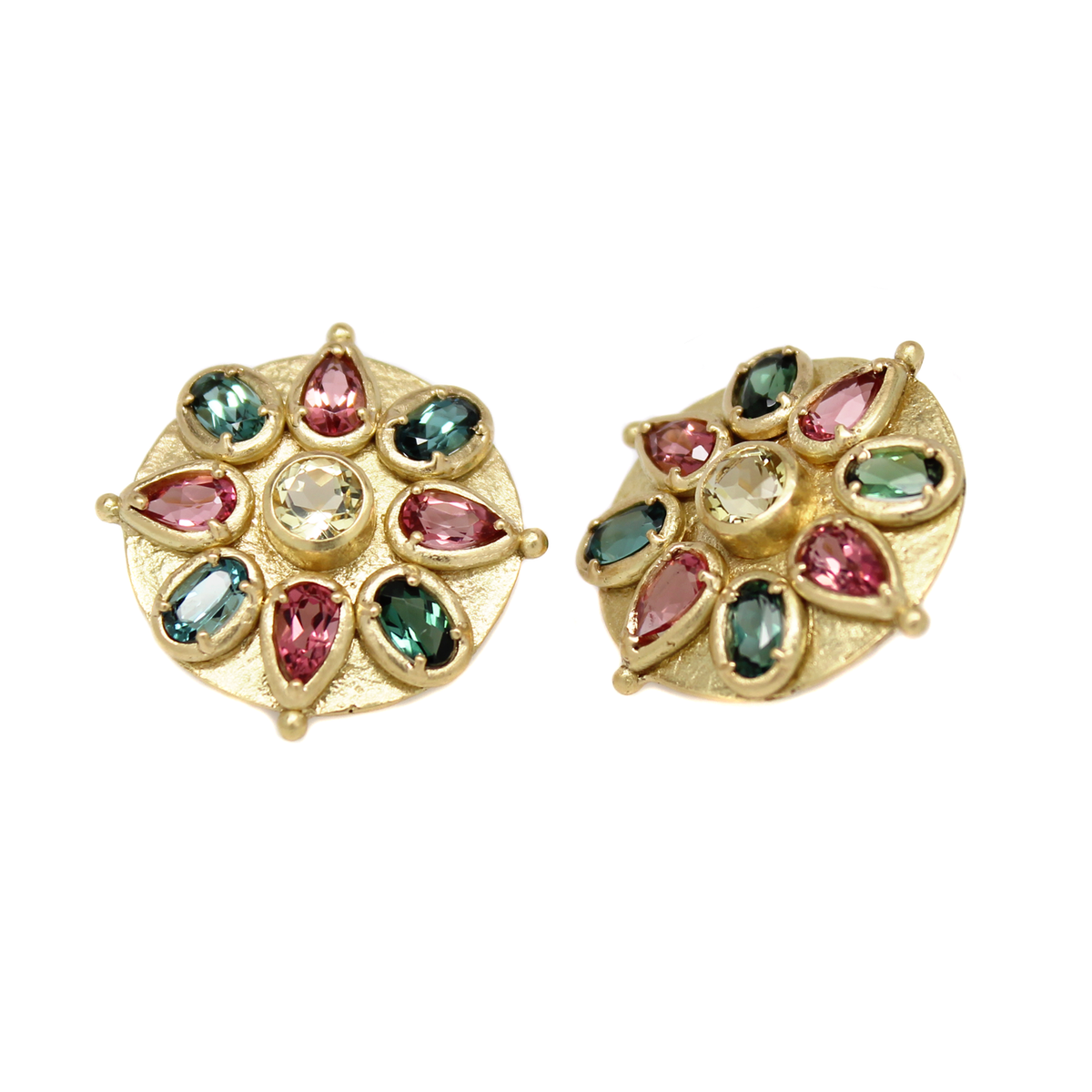 One-of-a-Kind Multi-Gem Floral Burst Earrings