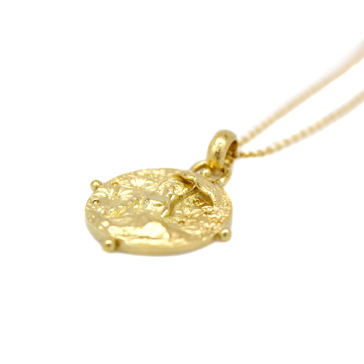 One-of-a-Kind Lady With Parasol Relief Charm Necklace