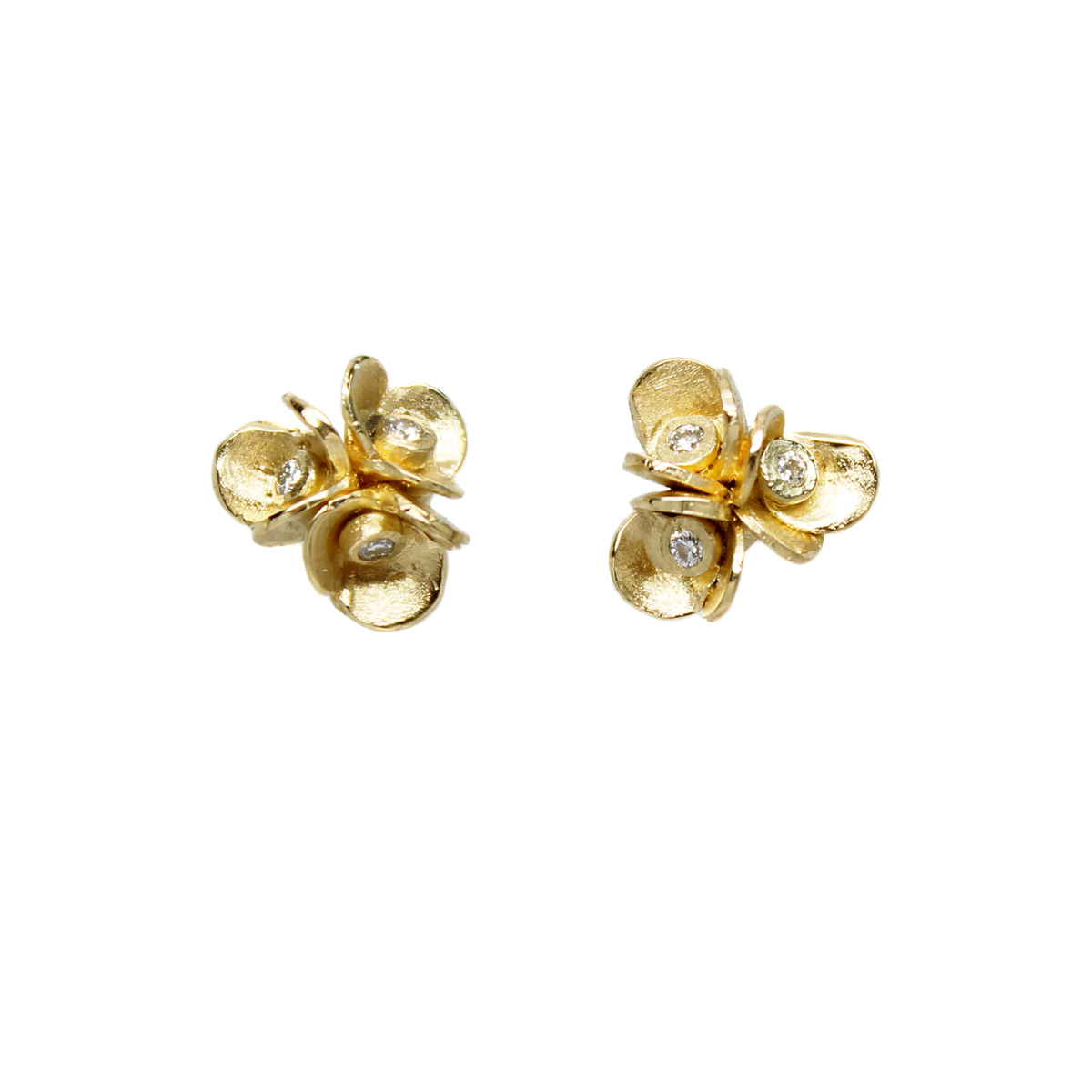 Medium Floret Studs with Diamonds
