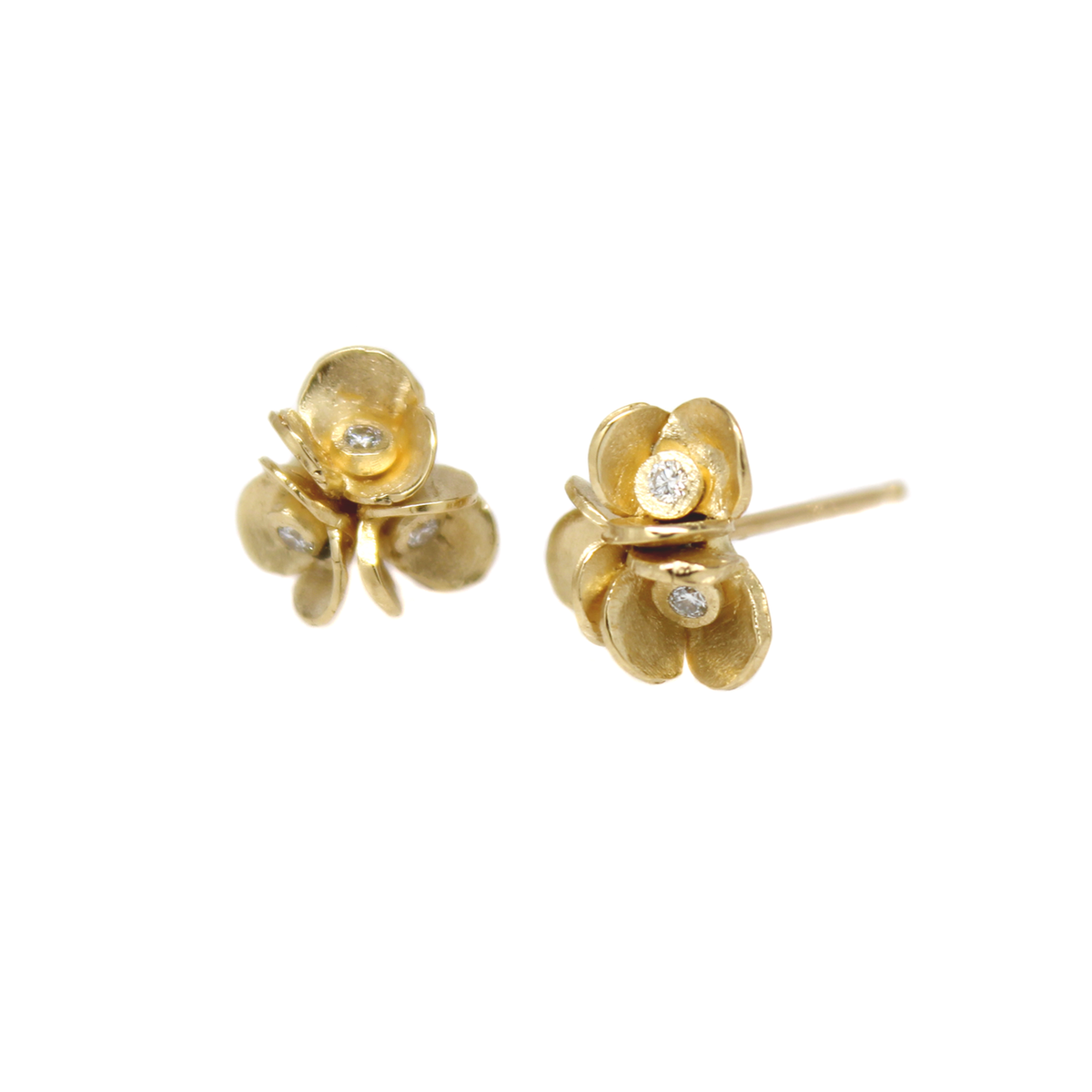 Medium Floret Studs with Diamonds