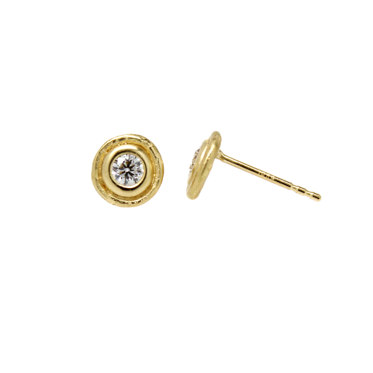 One-of-a-Kind Round Bordered Diamond Studs - .2 CTW