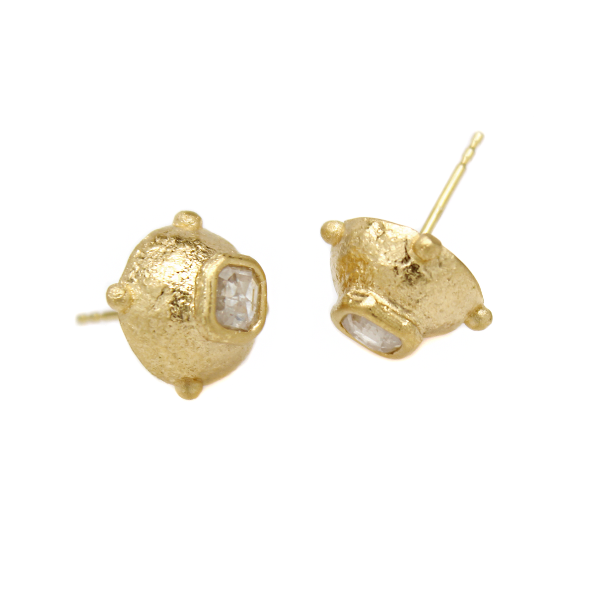 One-of-a-Kind Dotted Dome Diamond Studs
