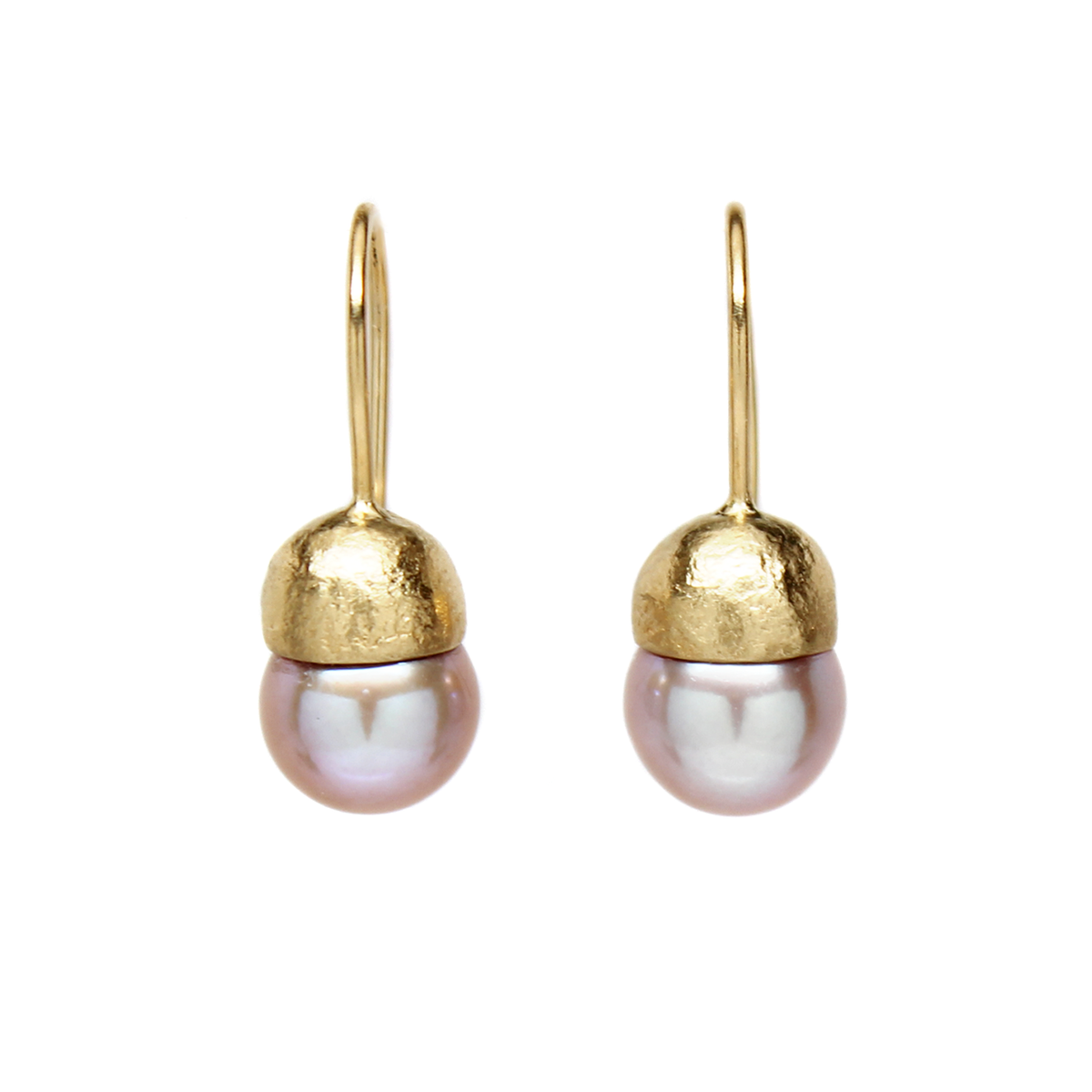 One-of-a-Kind Domed Pink Pearl Drops