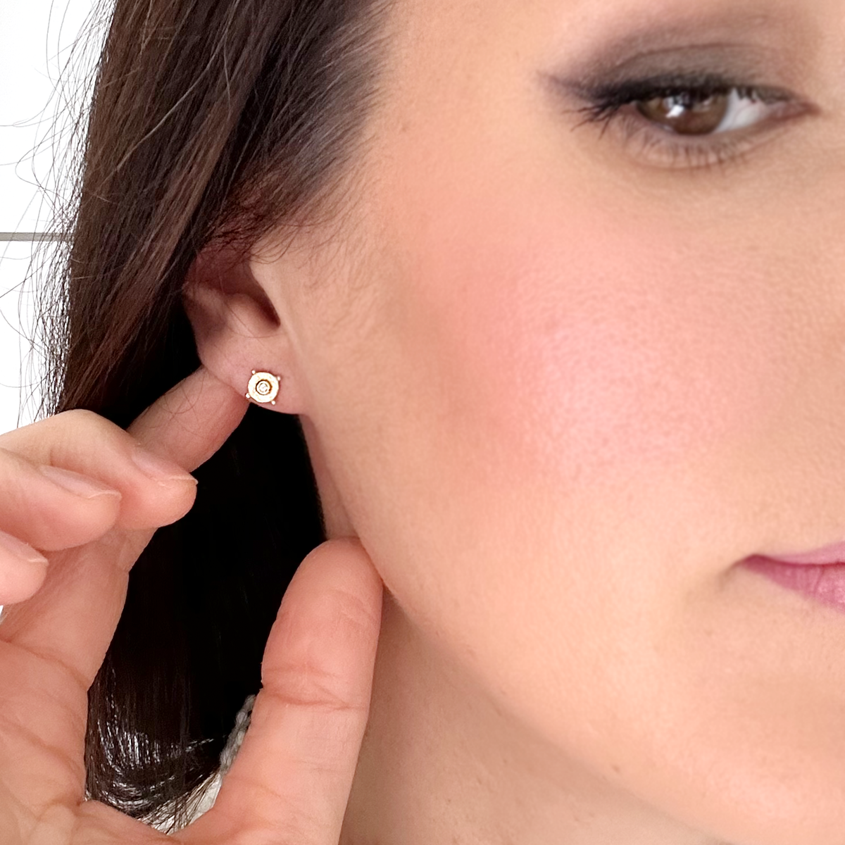 One-of-a-Kind Dotted Disc with Diamond Studs