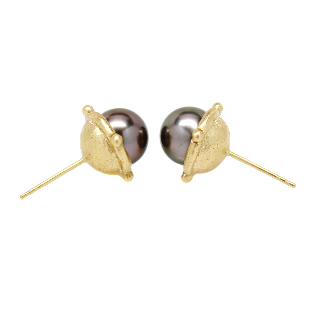 One-of-a-Kind Tahitian Pearl Studs with Dotted Border