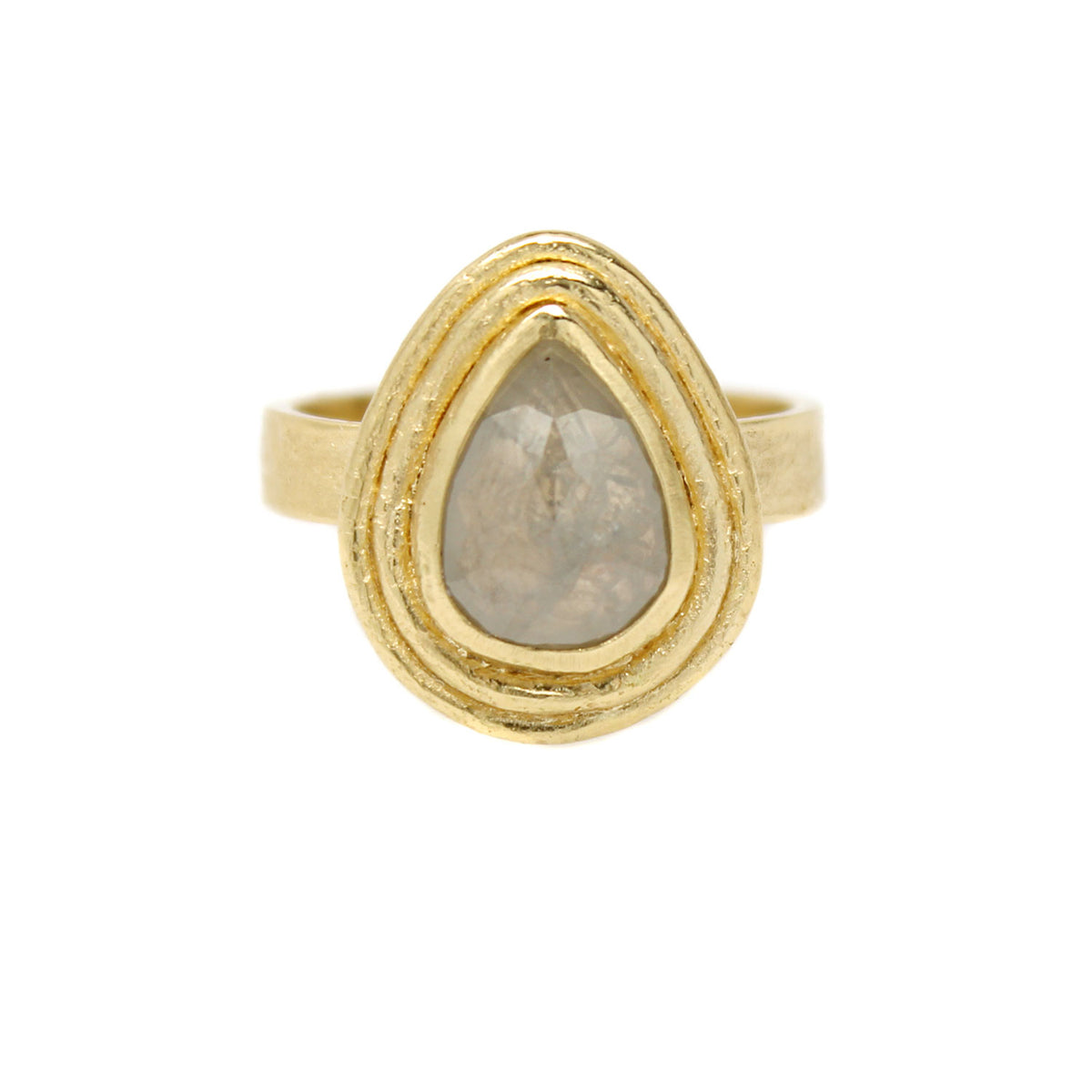 One-of-a-Kind Double Bordered Pear Shaped Diamond Ring