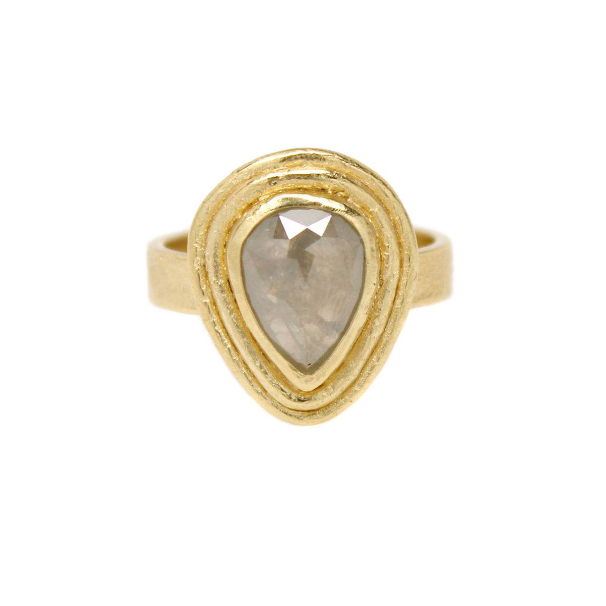 One-of-a-Kind Double Bordered Pear Shaped Diamond Ring