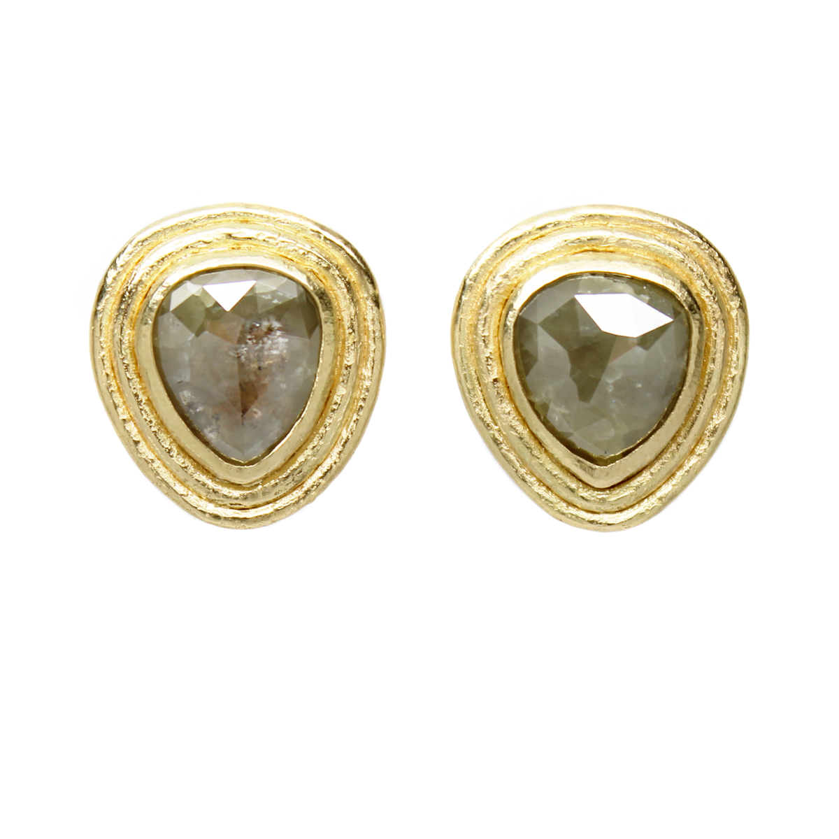 One-of-a-Kind Double Bordered Pear Shaped Diamond Studs