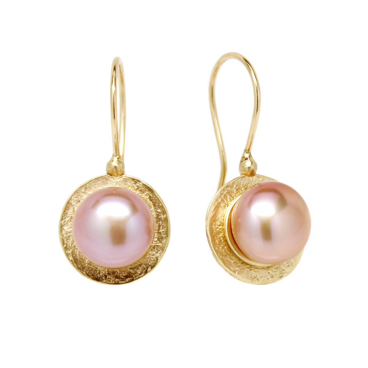 One-of-a-Kind Pink Pearl Disc Drops