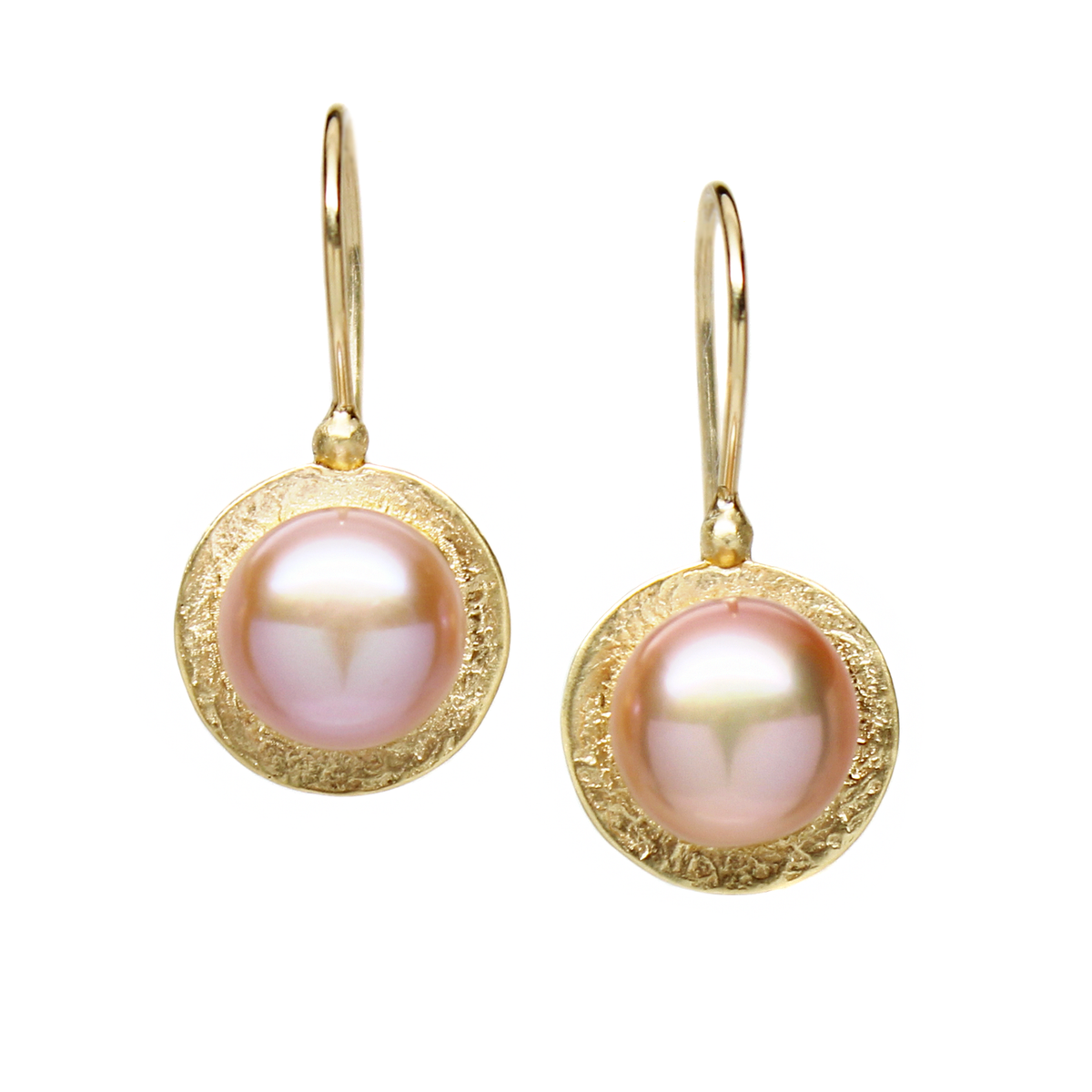 One-of-a-Kind Pink Pearl Disc Drops