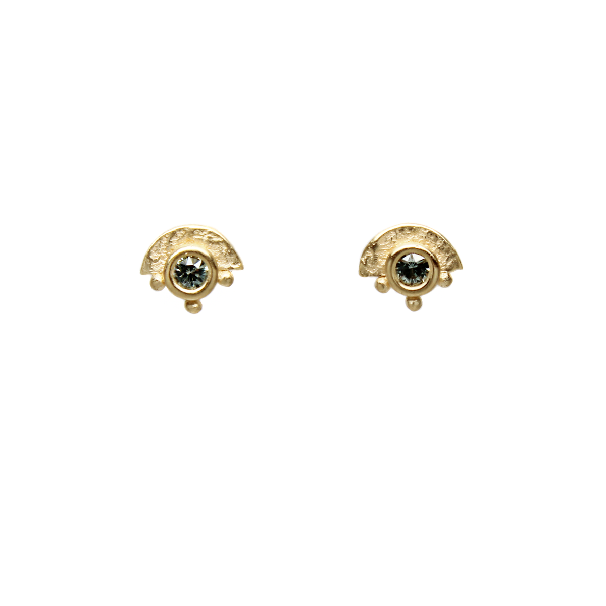 One-of-a-Kind Dotted Sapphires on Half Disc Studs