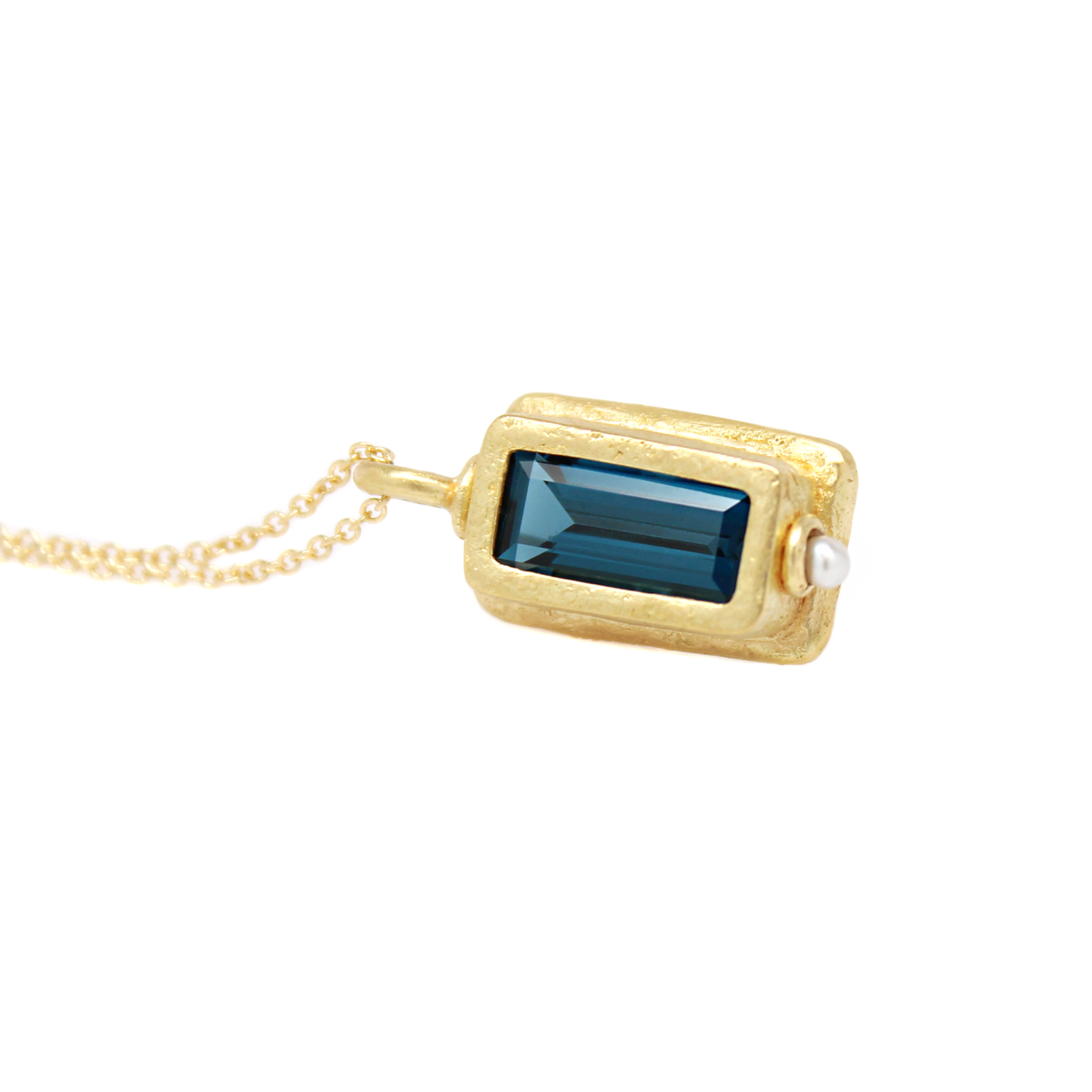 One-of-a-Kind Blue Topaz with Pearl Necklace