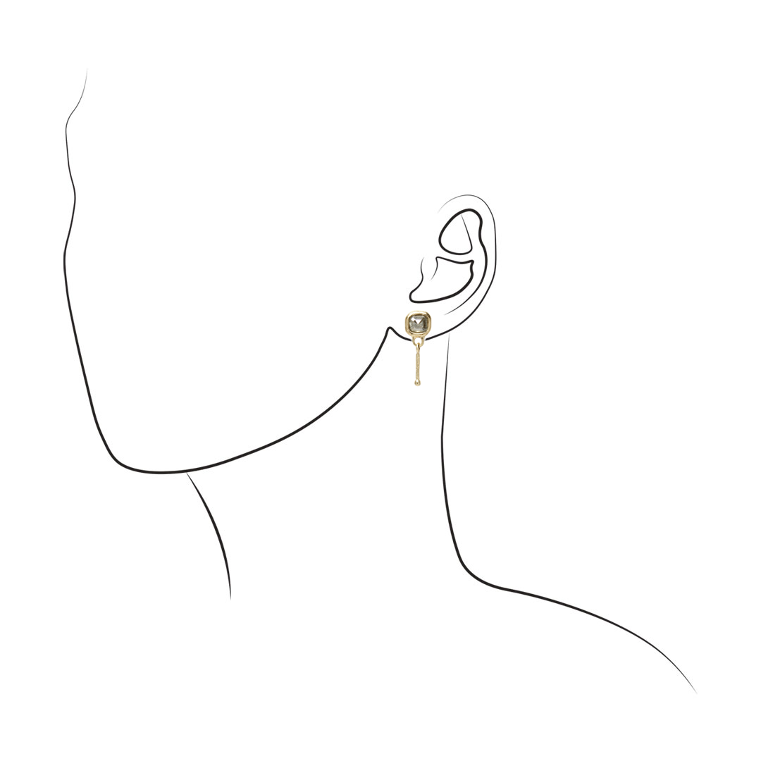 One-of-a-Kind Octagonal Diamond Earrings with Dotted Dangle