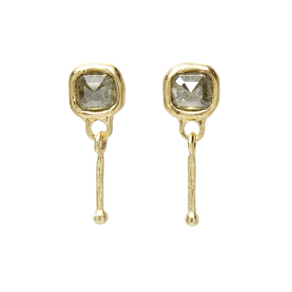 One-of-a-Kind Octagonal Diamond Earrings with Dotted Dangle