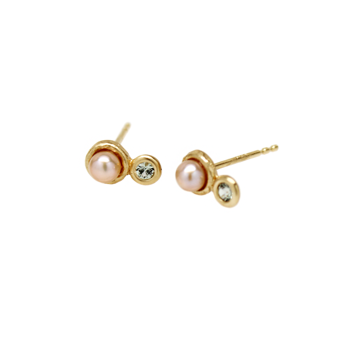 One-of-a-Kind Mini Pink Pearl with Sapphire Studs