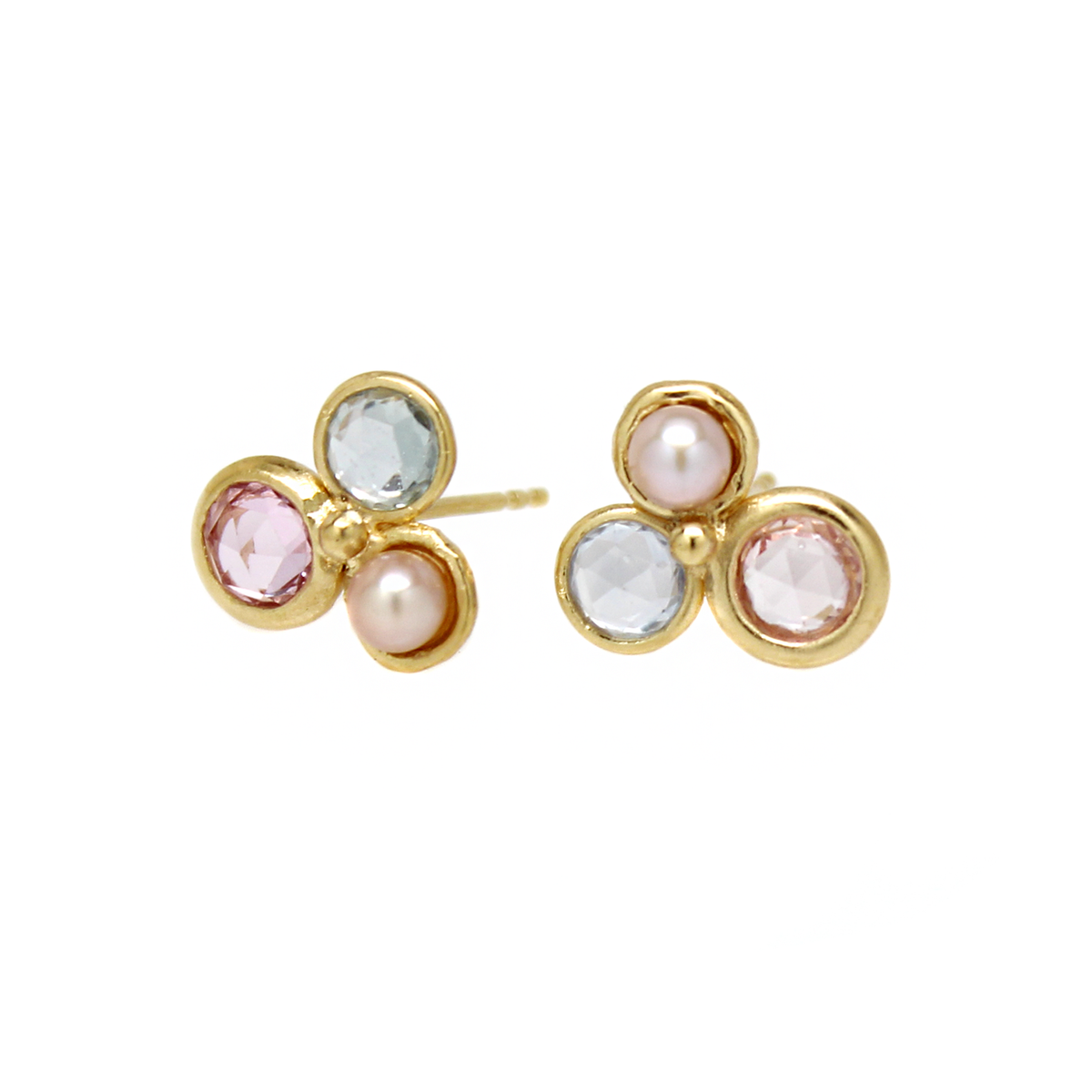 One-of-a-Kind Sapphire &amp; Pearl Cluster Studs