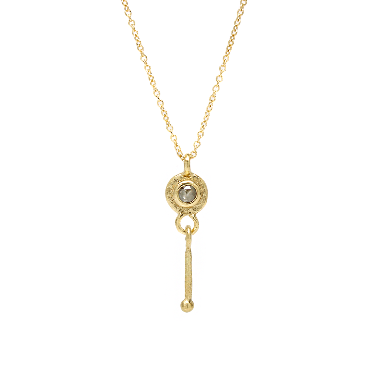 One-of-a-Kind Round Diamond Necklace with Dotted Dangle