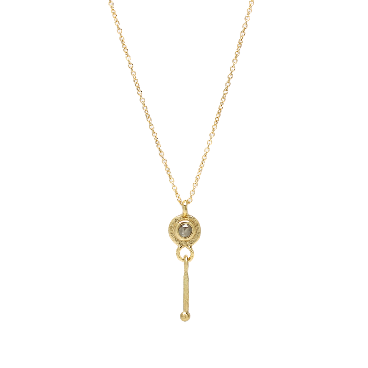 One-of-a-Kind Round Diamond Necklace with Dotted Dangle