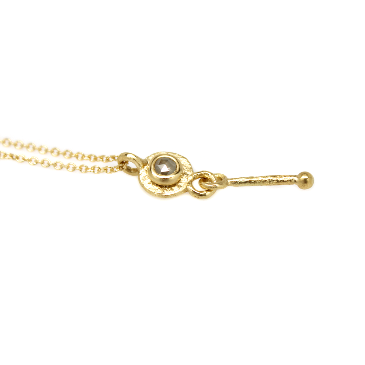 One-of-a-Kind Round Diamond Necklace with Dotted Dangle