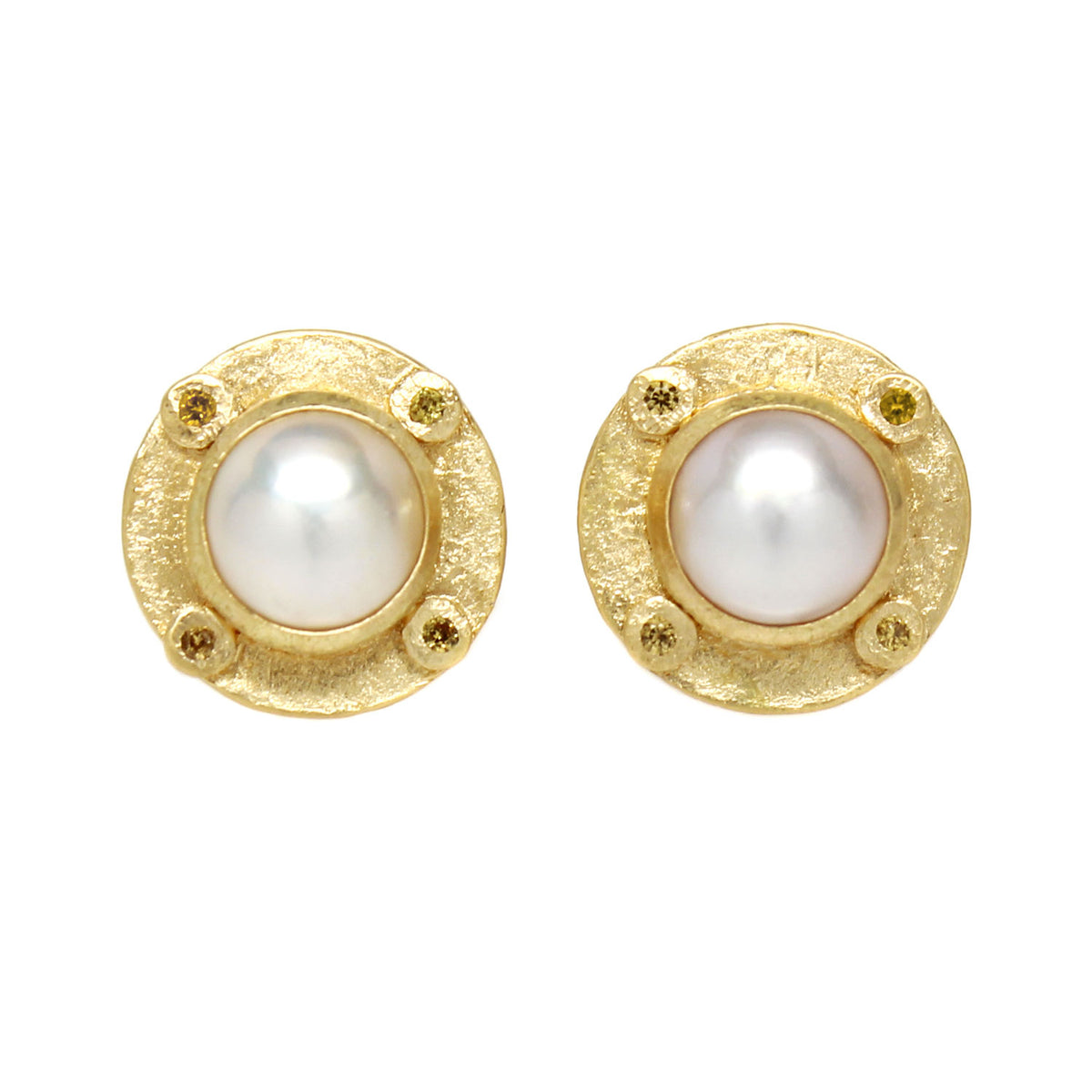 One-of-a-Kind Yellow Sapphire &amp; Pearl Studs