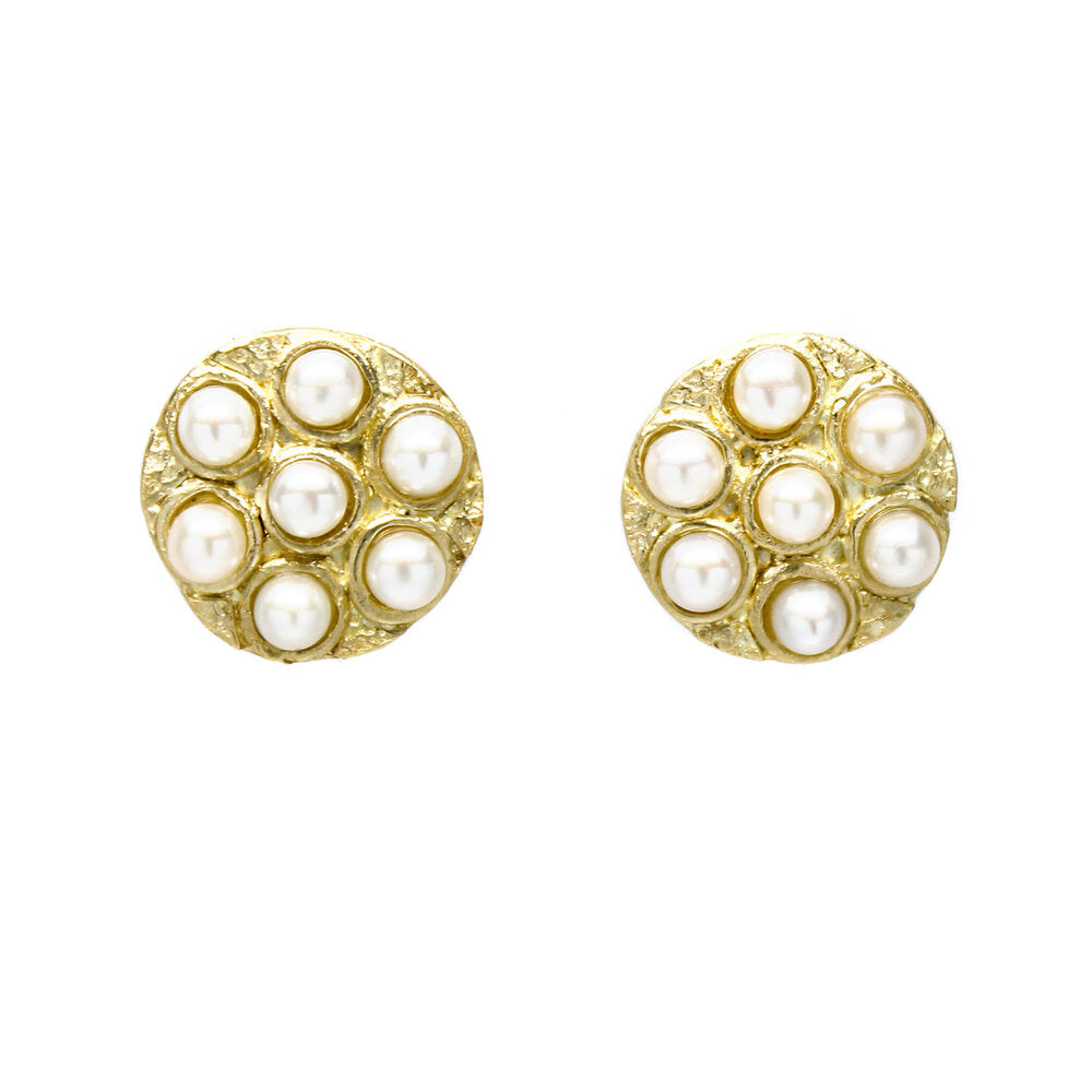 Vintage 14K White Gold Triple Pearl Cluster Clover Stud Earrings Screw Back  | eBay