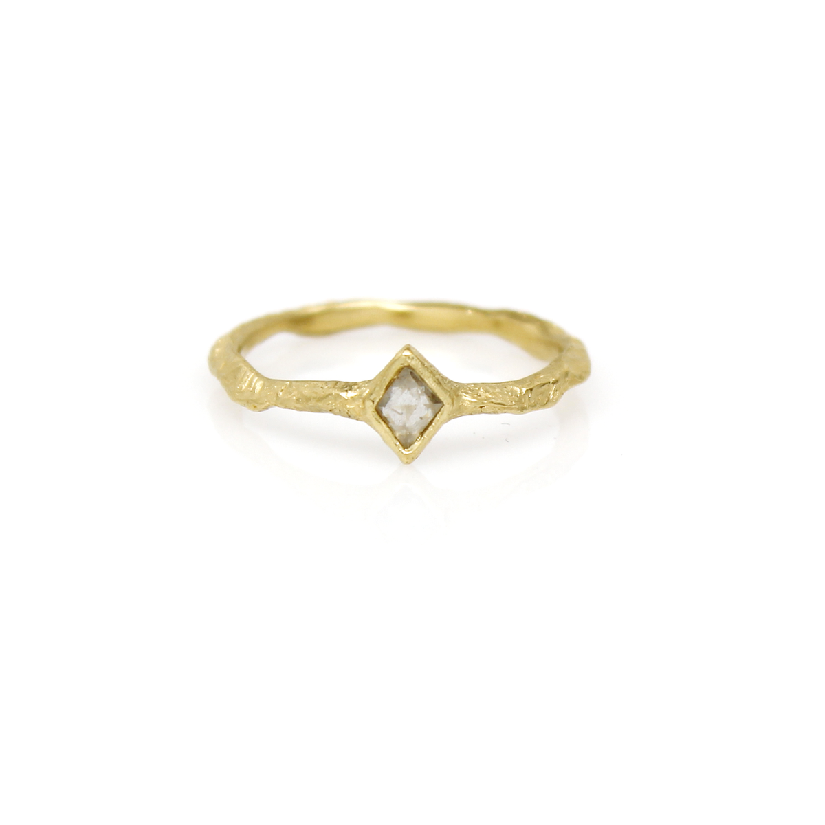 One-of-a-Kind Diamond Shaped Diamond Narrow Crest Ring