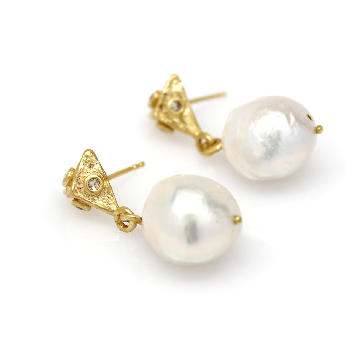 One-of-a-Kind Baroque Pearl Drops with Diamonds