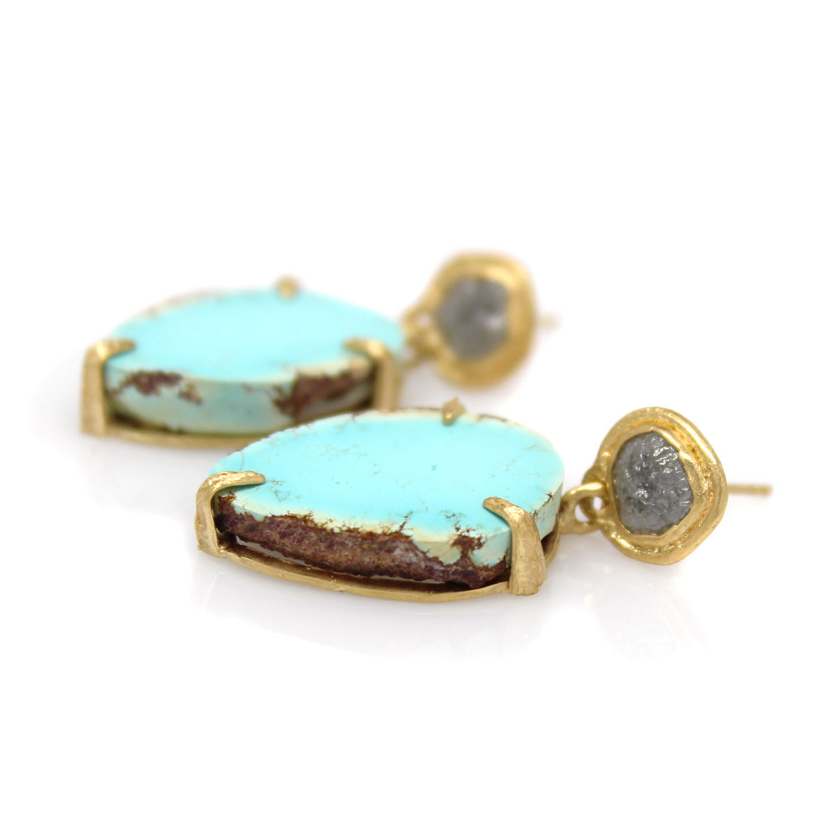 One-of-a-Kind Diamond and Turquoise Earrings